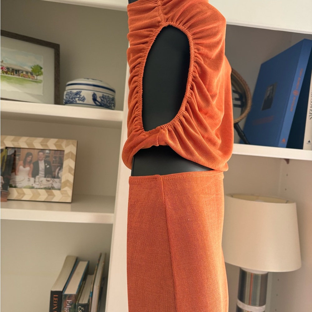 Hello Molly Vibrant Orange One Shoulder Cutout Dress - Picture 2 of 4